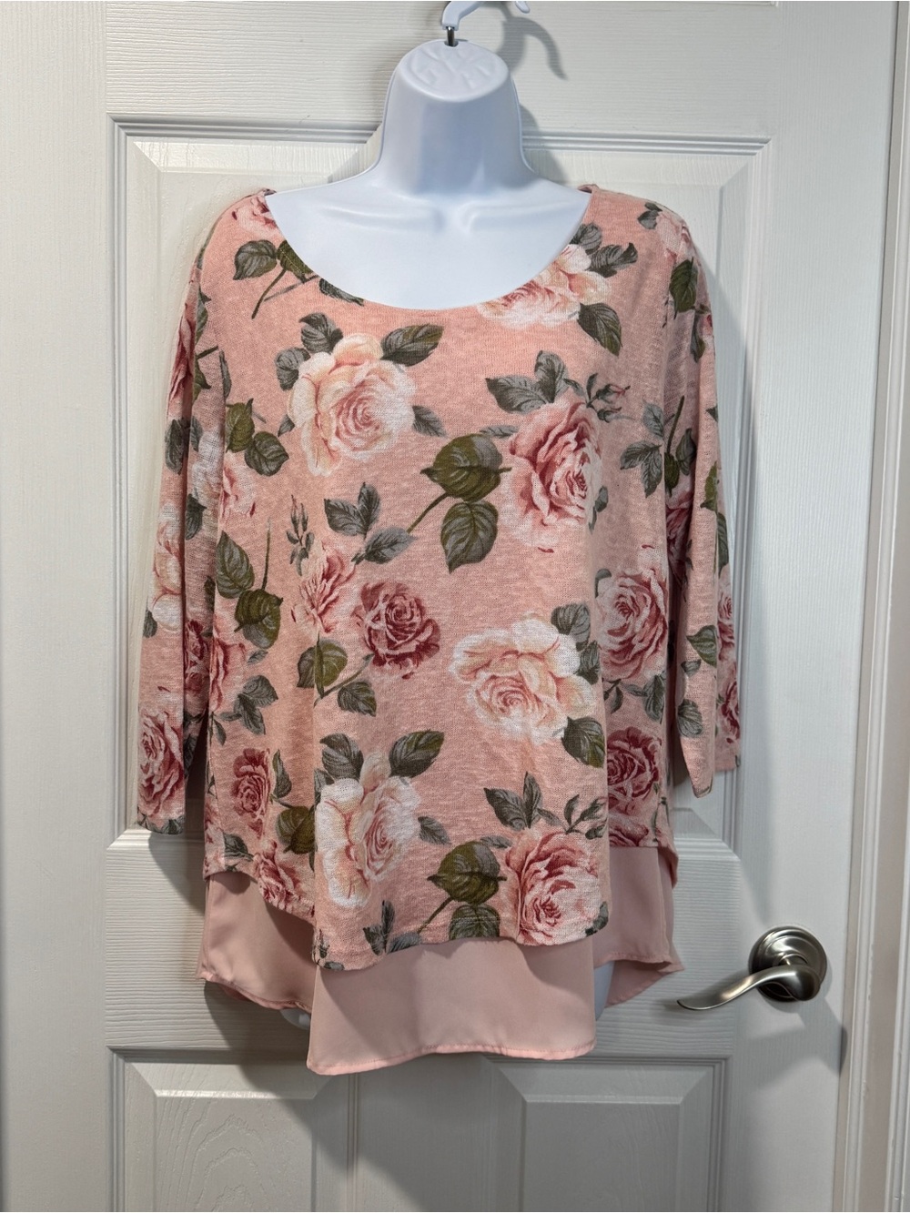 Blush Pink Floral Layered Tunic Top